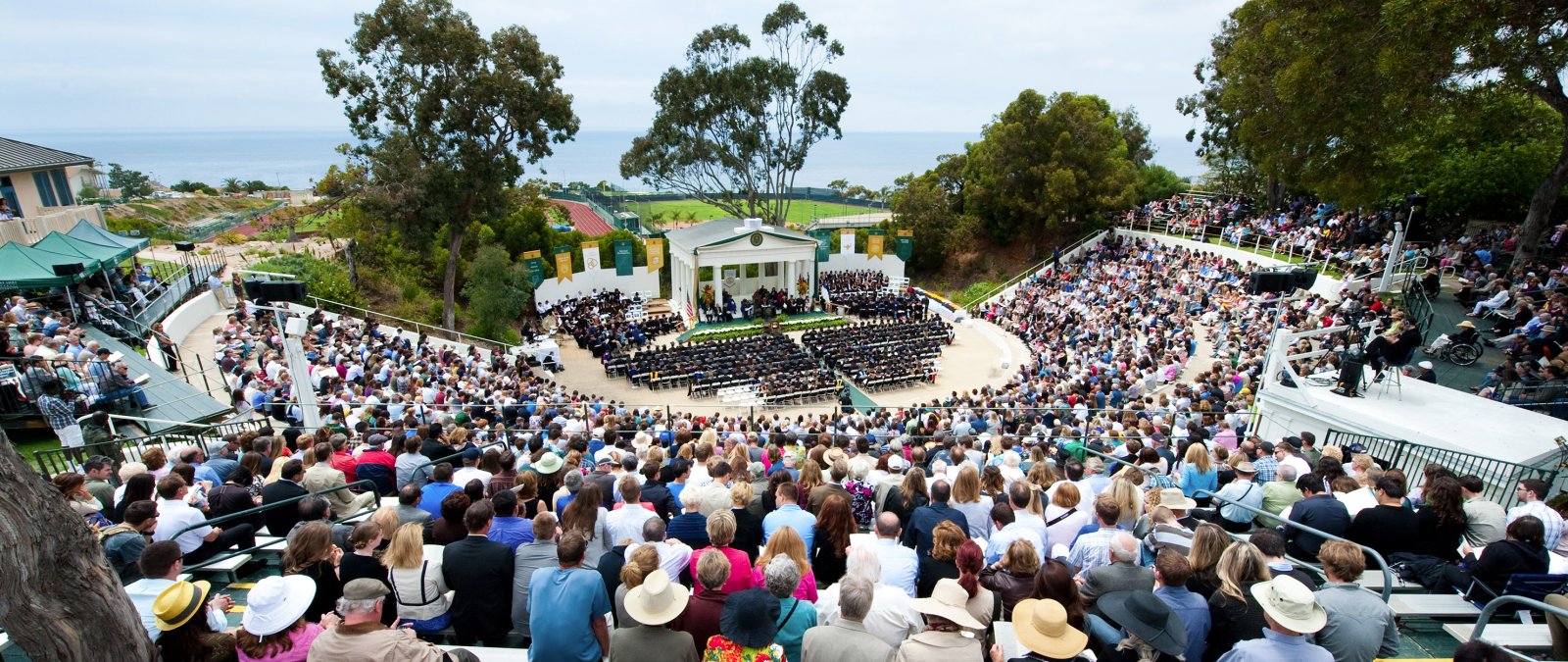 A large crowd packs PLNU's Greek Amphitheatre for Commencement