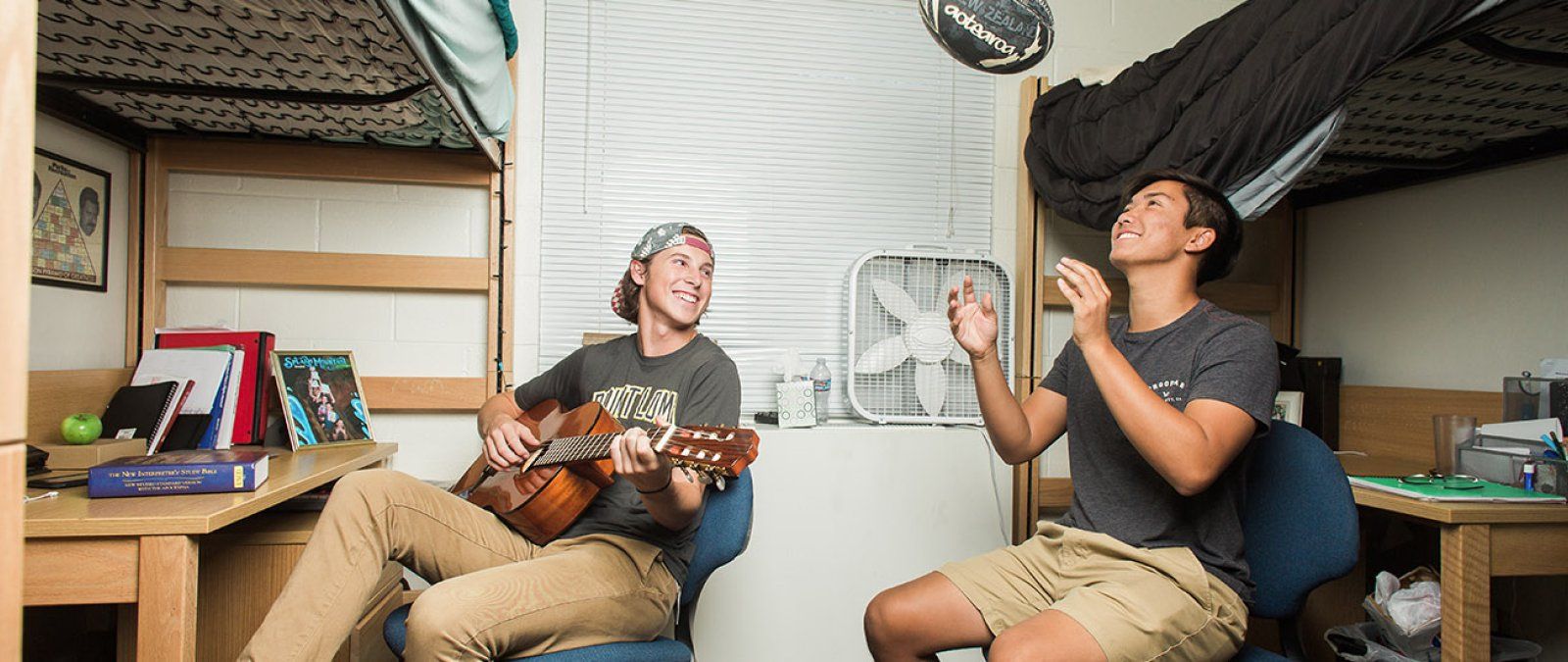 Freshman students show off their room space in Nease Hall.