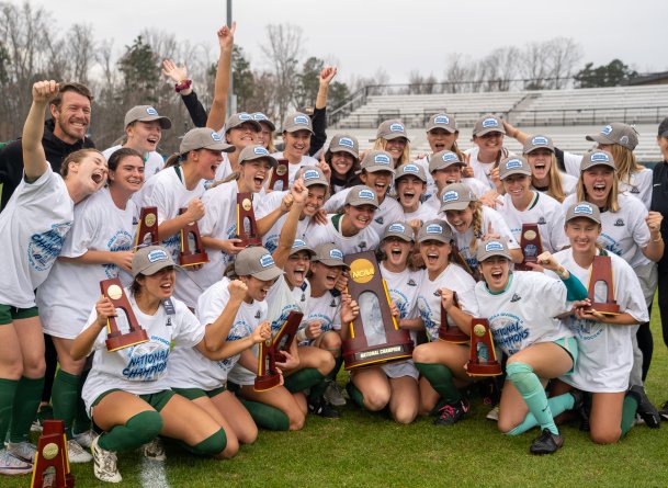 PLNU Women's Soccer celebrates their NCAA Championship win