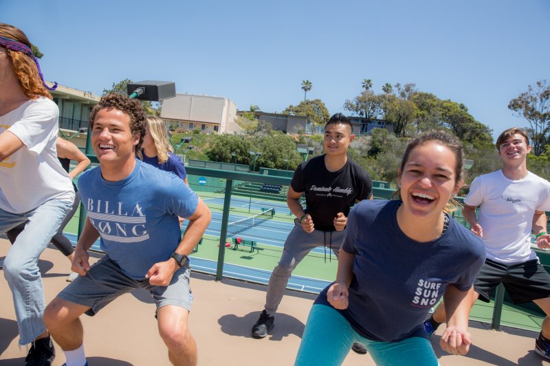 students working out outside 