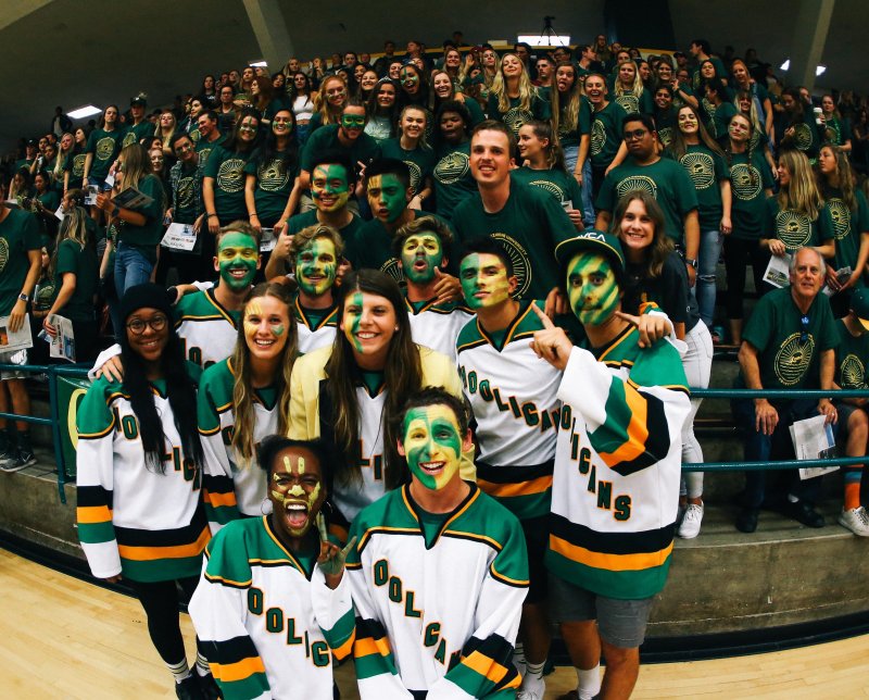 PLNU students in the gym showing their school spirit