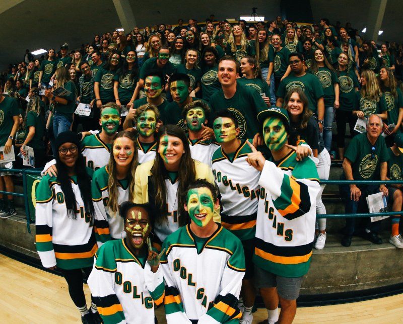PLNU students in the gym showing their school spirit 