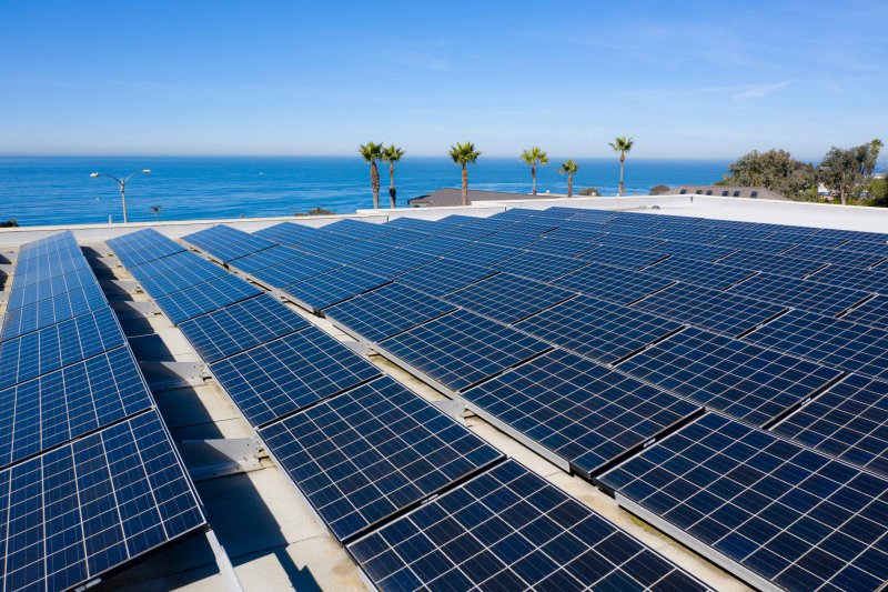 Solar panels on the roof of a building