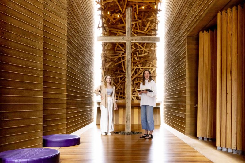 Students smile at the prayer chapel at PLNU