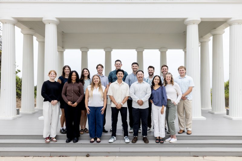 Team photo of 2026-2027 Residential Life team at the Greek on PLNU campus.