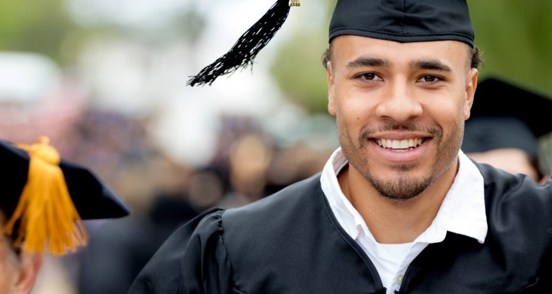 Male Graduate waiting to enter the Greek for the Commencement Convocation