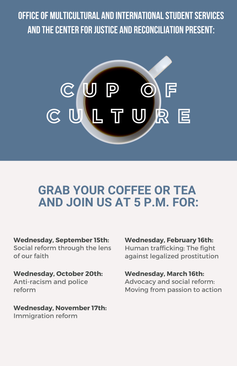Poster of upcoming Cup of Culture Events