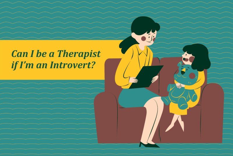 illustration of a therapist sitting on a couch speaking with a patient who is holding a stuffed animal