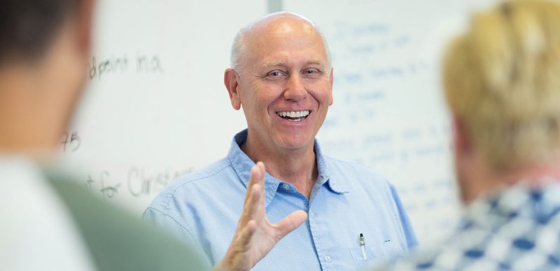 Alan Hueth teaches his class