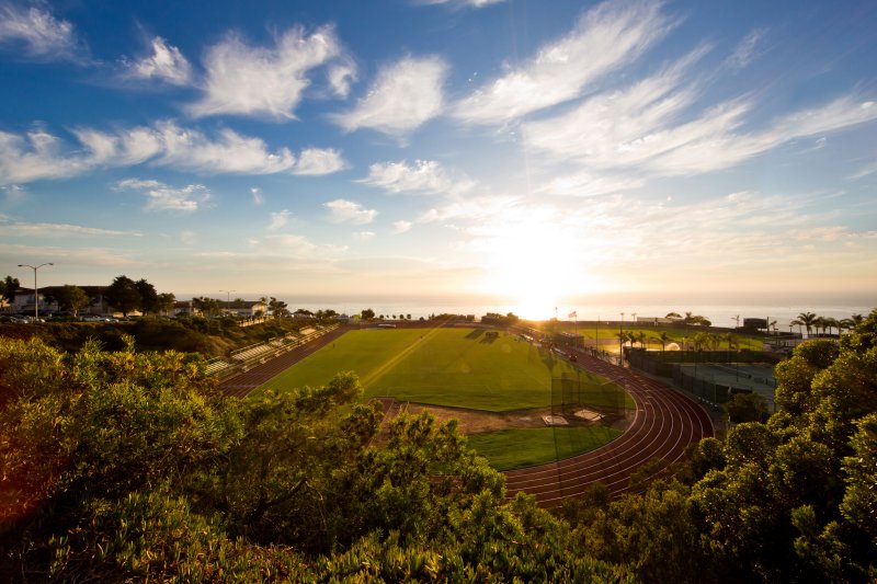 The PLNU soccer field at sunset.