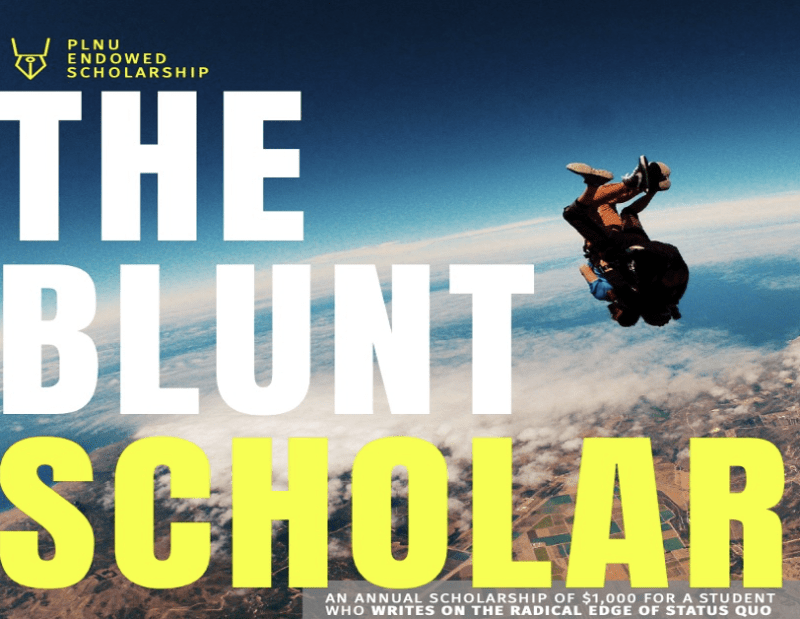 A graphic with the letters "The Blunt Scholar" to promote the Blunt Scholarship