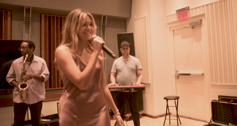 Bella Stine singing at Hit Factory Records Studio (now Fount Studios)