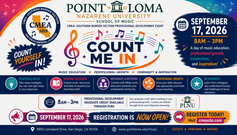 Count Me In: a Music Educator professional development day with PLNU
