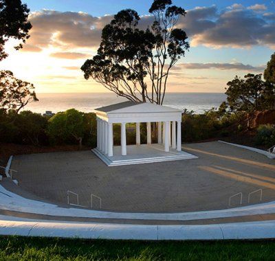 The oldest greek amphitheatre in the western hemisphere during sunset at PLNU in San Diego.