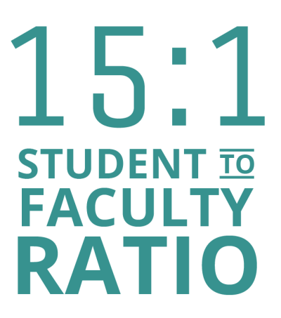 15:1 student to faculty ratio graphic