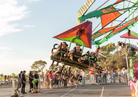 Students on a ride at LomaLand festival 